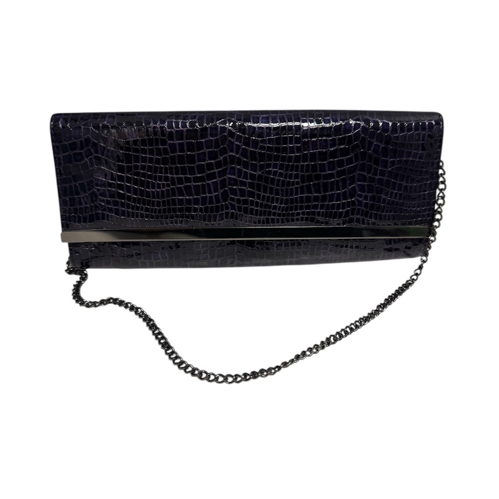 Rare DANIER Elegant purple leather Crocodile-Embossed Clutch